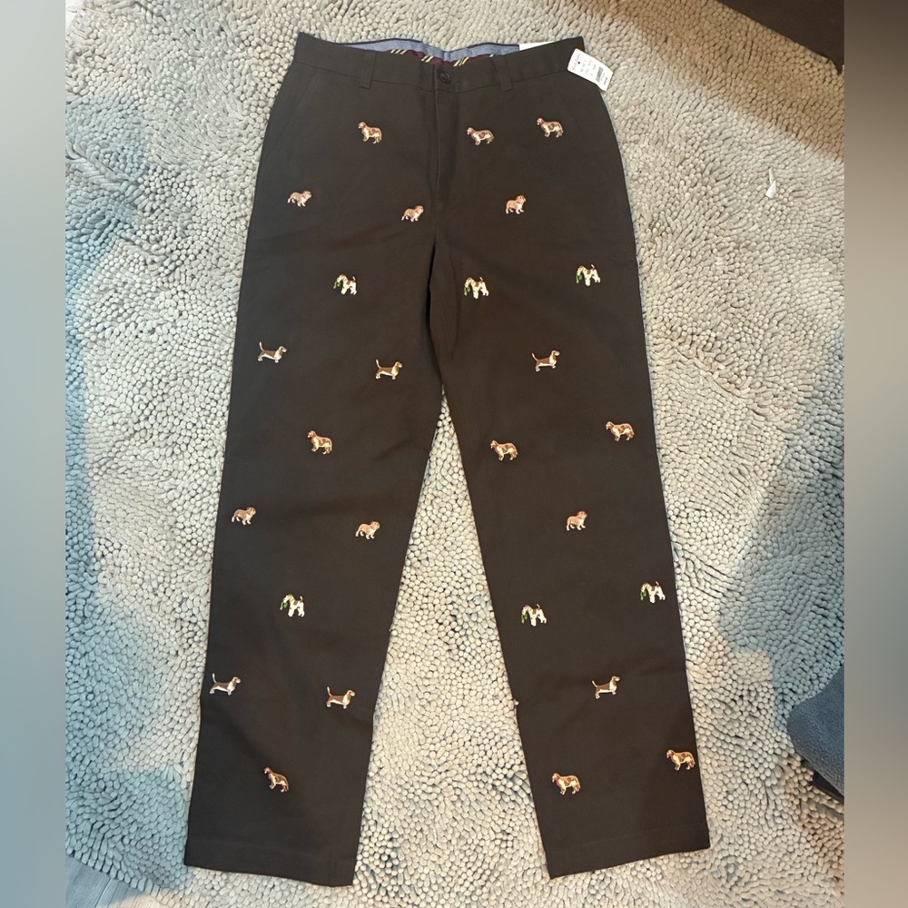 Brooks Brothers Brown Chinos with Dog Embroidery